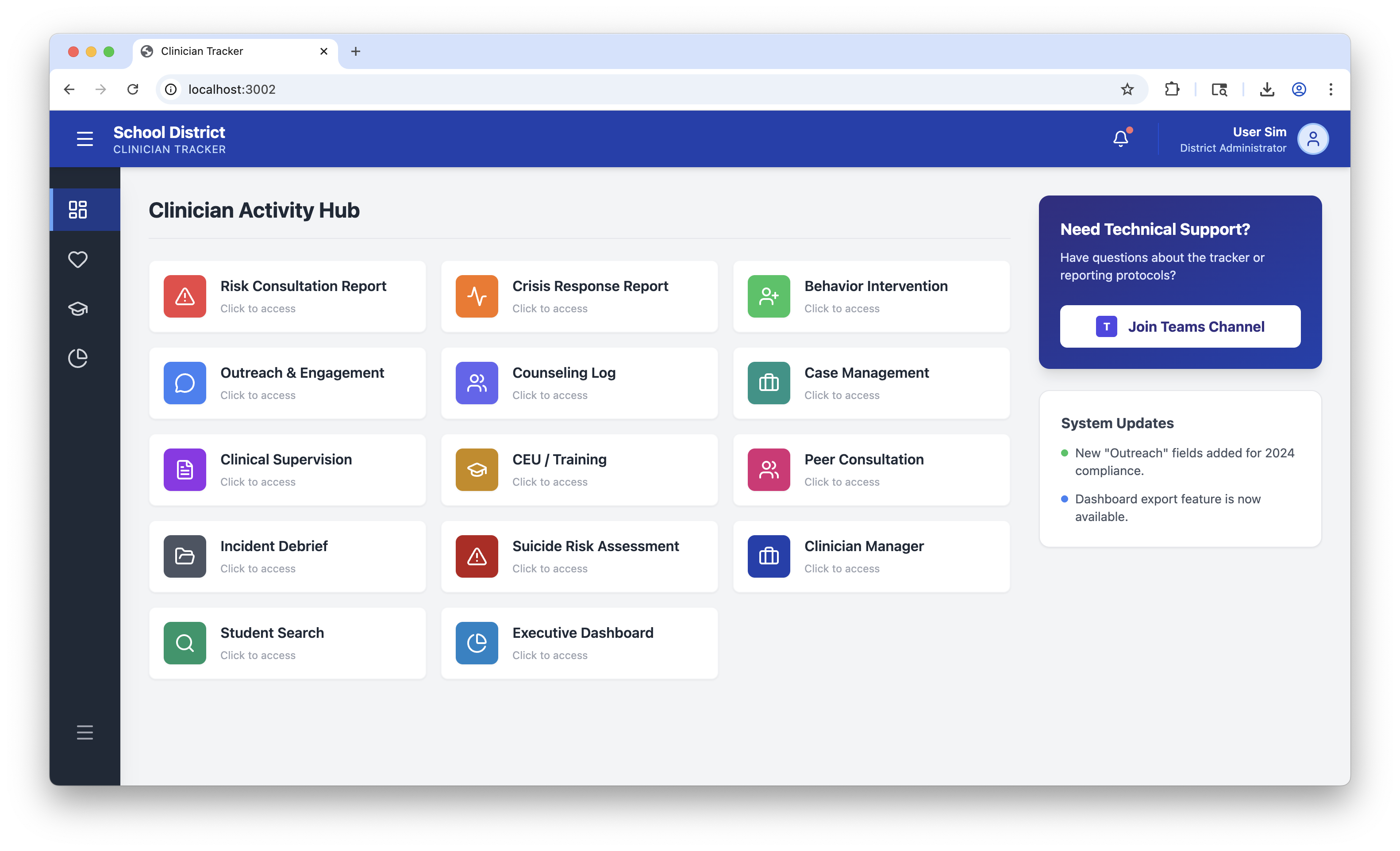 Clinician Tracker & Reporting