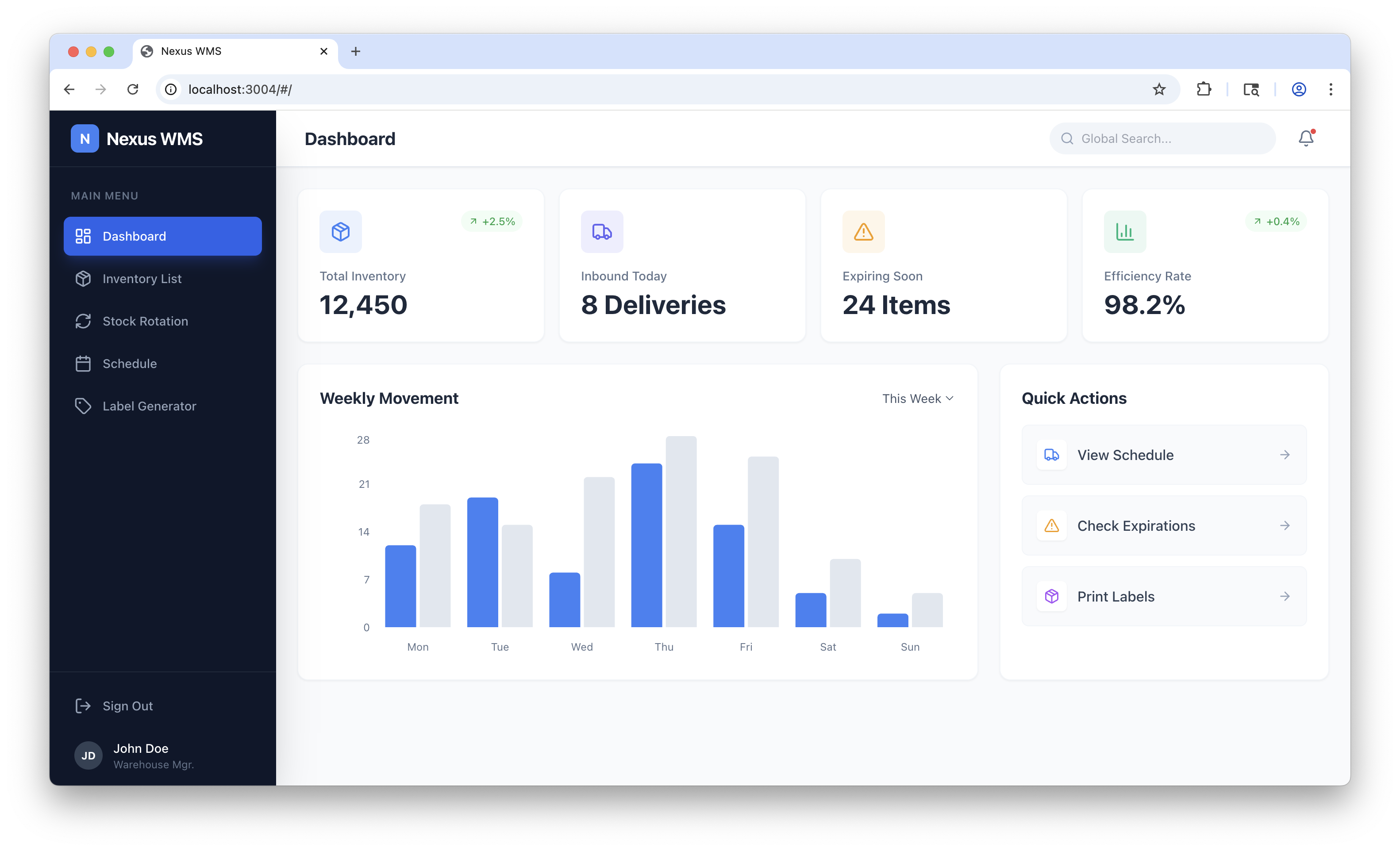 Mobile Warehouse Inventory