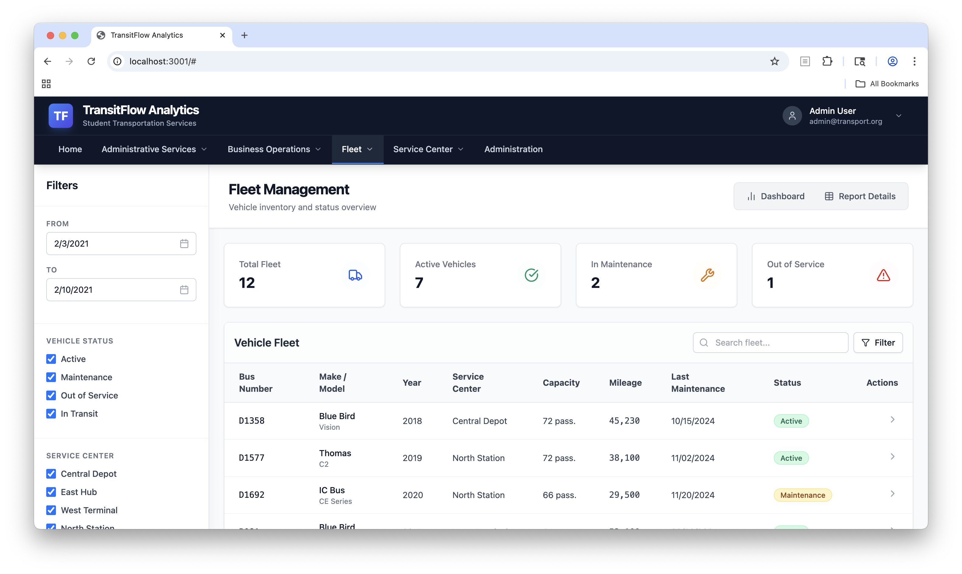 Student Transportation Dashboard